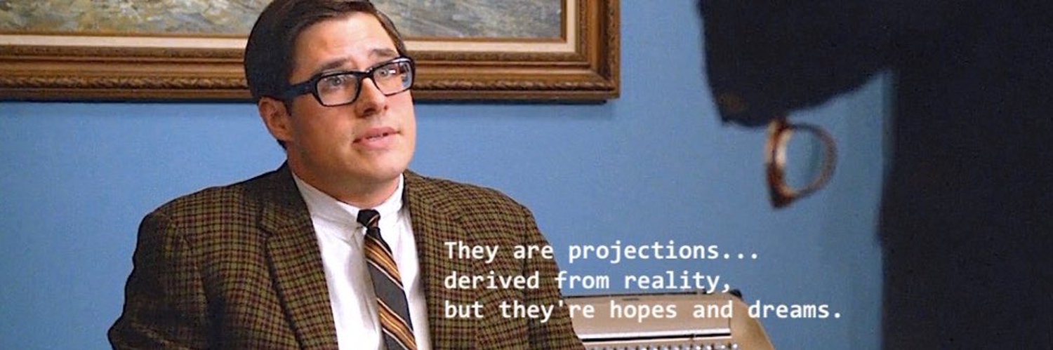 A character explaining that projections are hopes and dreams derived from reality