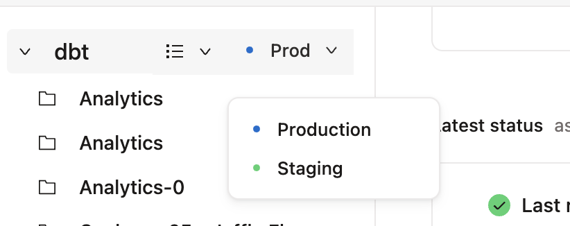 Select an environment in Catalog.