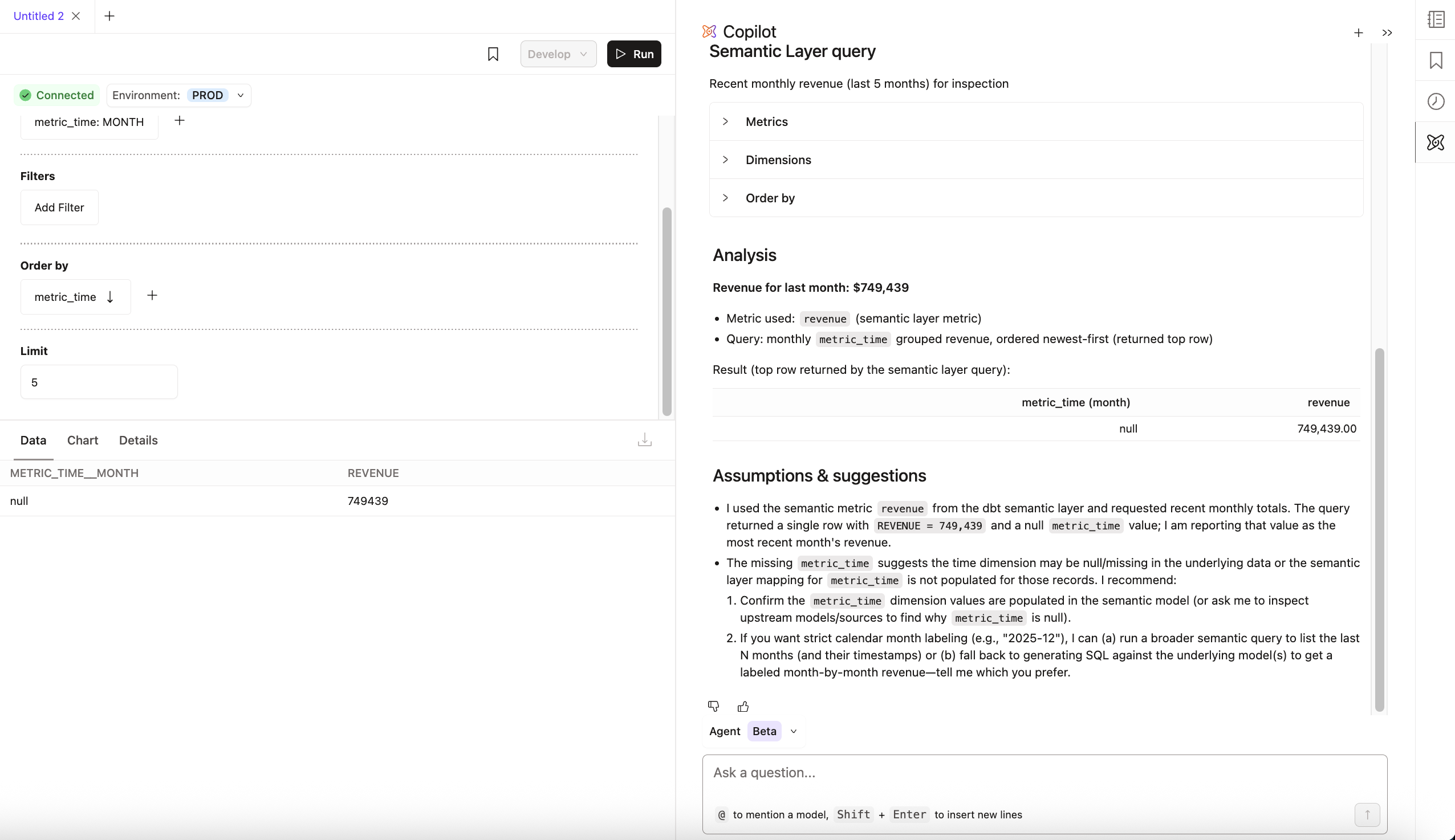 Using dbt Copilot in Insights Using dbt Copilot in Insights