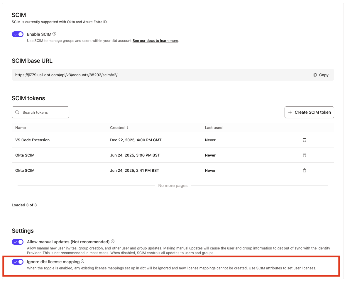 Enable SCIM managed user license distribution.