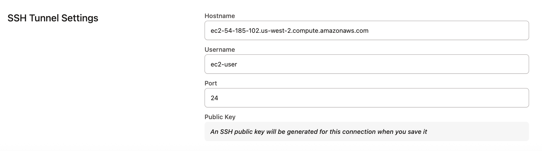 A public key is generated after saving A public key is generated after saving
