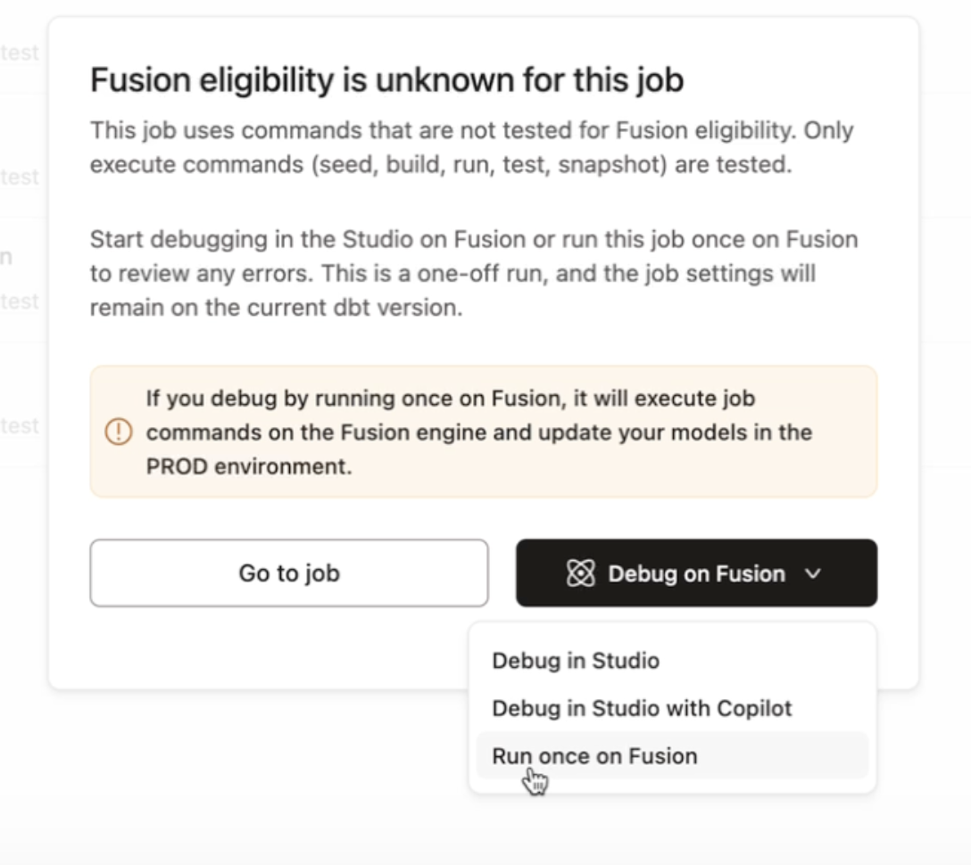 Take action on your jobs to make them Fusion eligible.