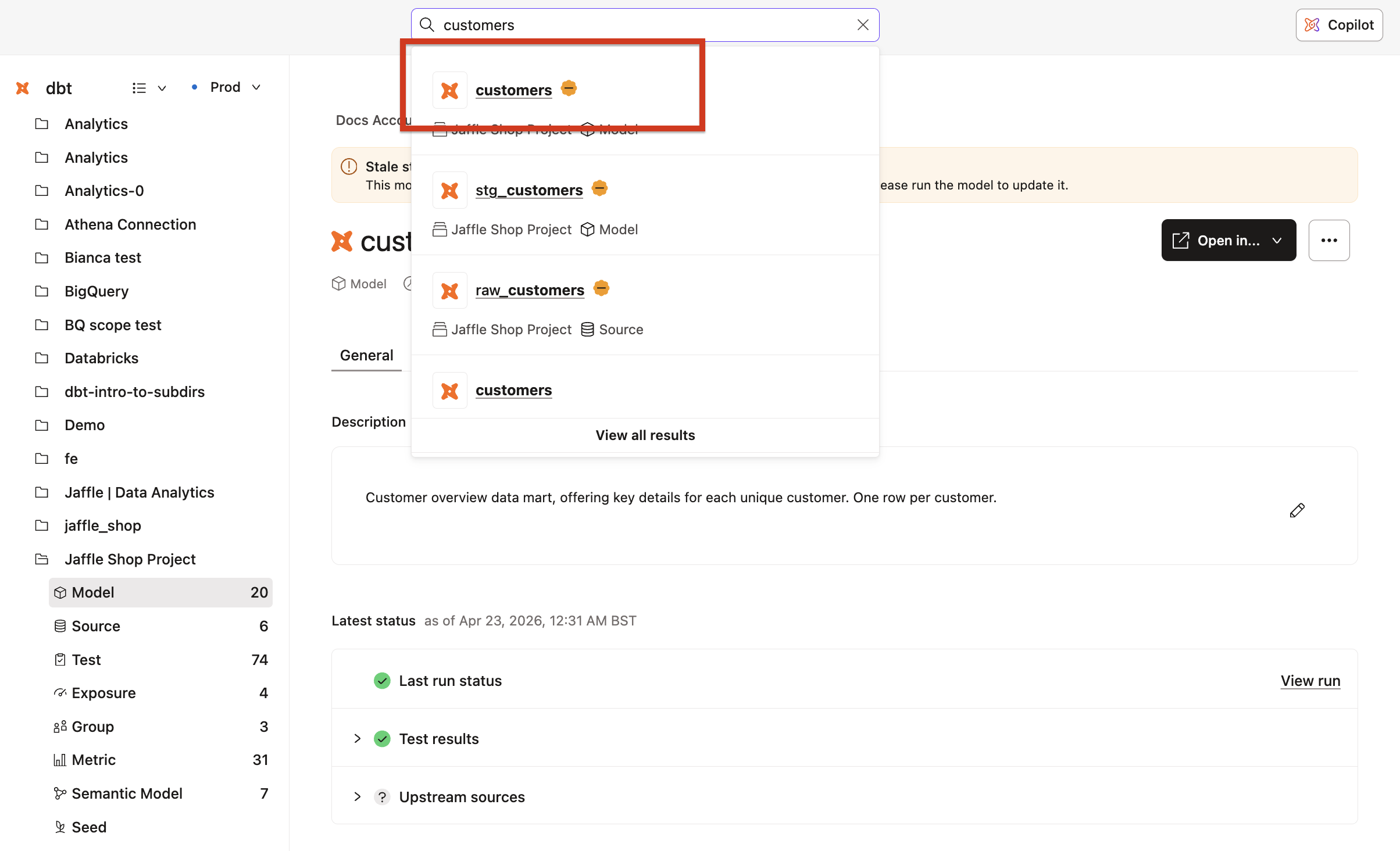 Catalog search for customers
